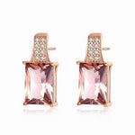 Sterling Silver Rose Gold Pink CZ Stud Earrings - NAFALUXE