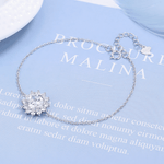 Sunburst Halo Cubic Zirconia Bracelet Sterling Silver 925 - NAFALUXE