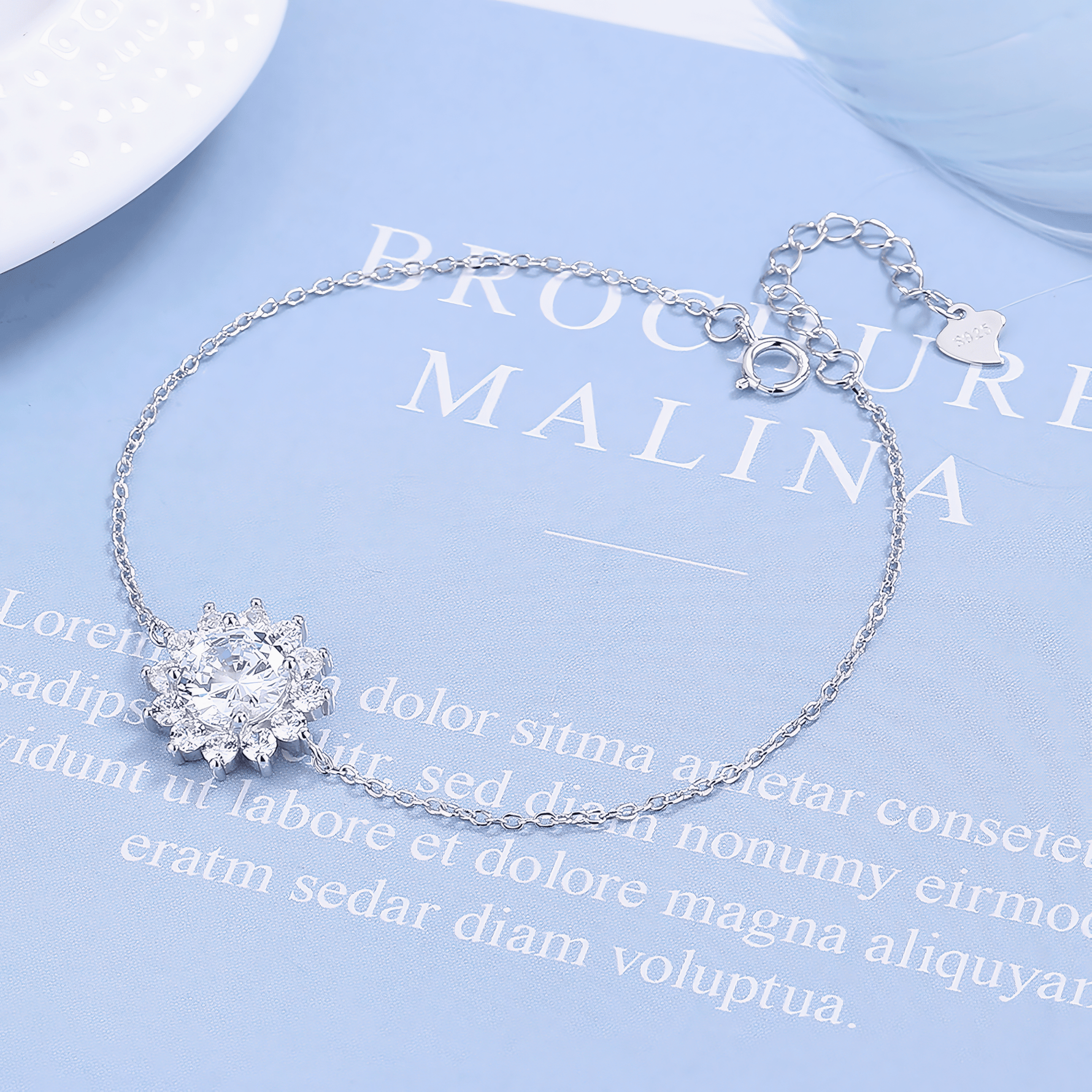 Sunburst Halo Cubic Zirconia Bracelet Sterling Silver 925 - NAFALUXE