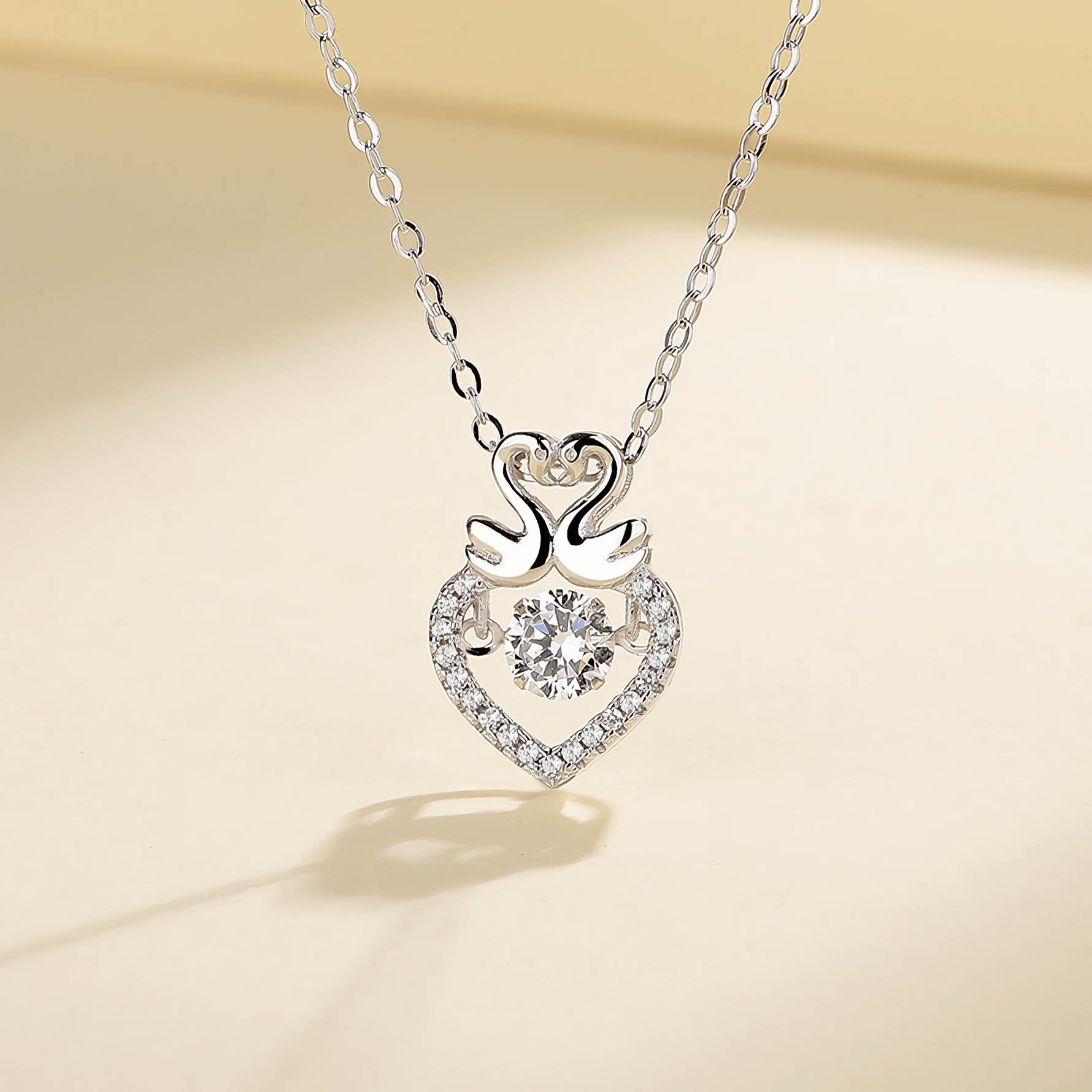 Swan Heart Pendant Necklace – 925 Silver - NAFALUXE