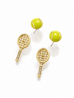 Tennis Ball & Racket Stud Earrings Set - NAFALUXE