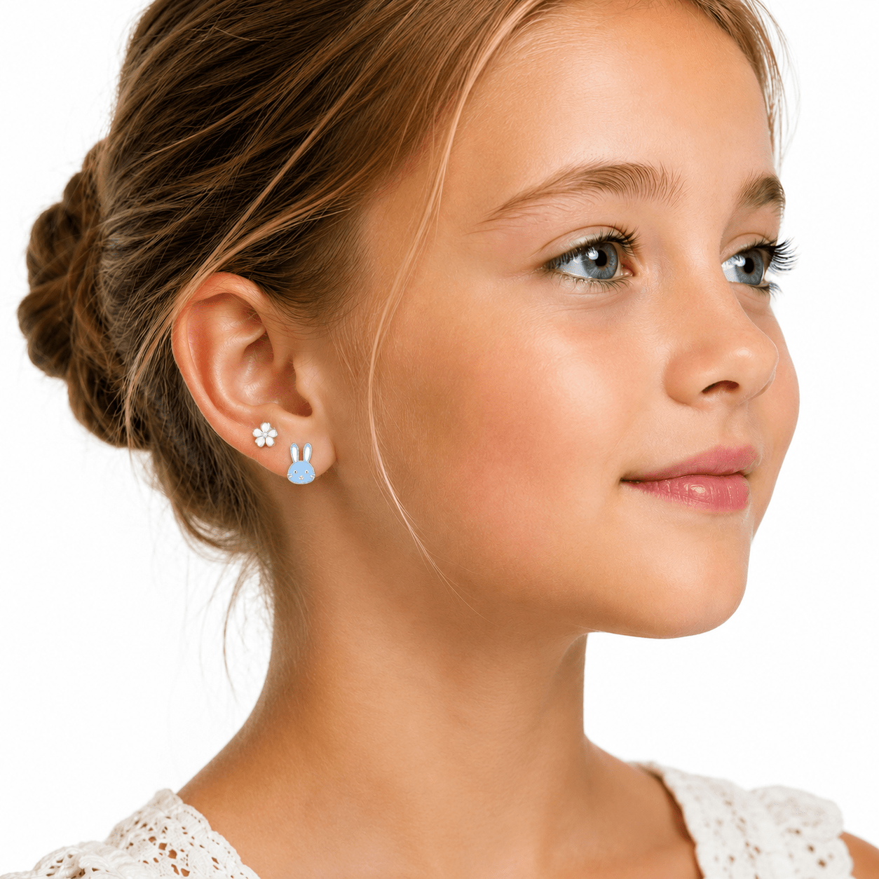 Title: Bunny & Blossom Kids Stud Earrings – 925 Sterling Silver - NAFALUXE