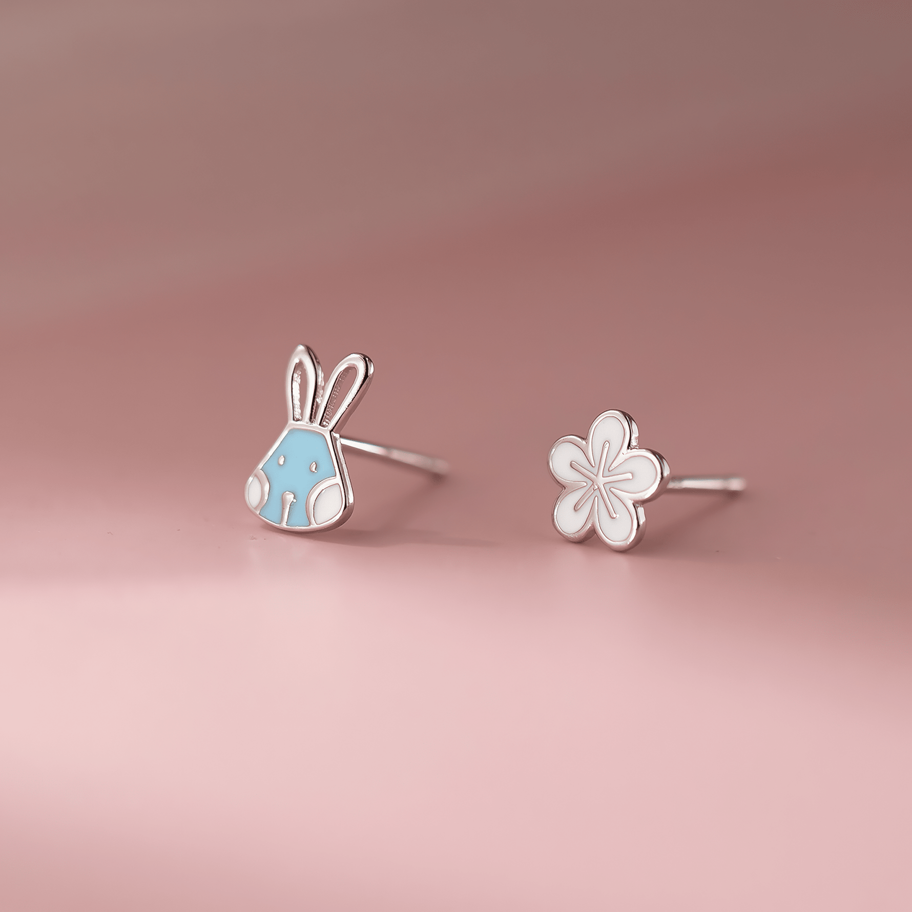 Title: Bunny & Blossom Kids Stud Earrings – 925 Sterling Silver - NAFALUXE