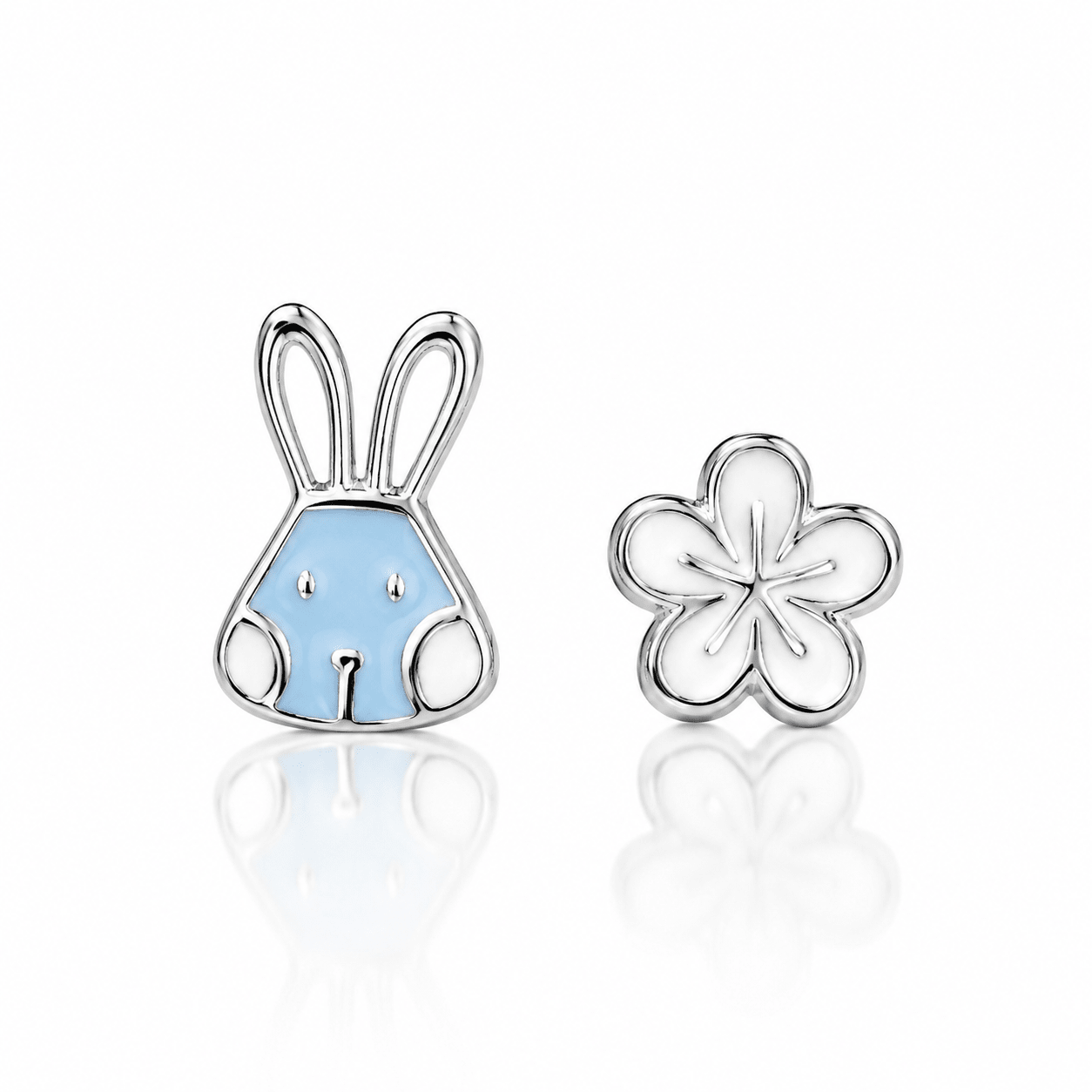Title: Bunny & Blossom Kids Stud Earrings – 925 Sterling Silver - NAFALUXE