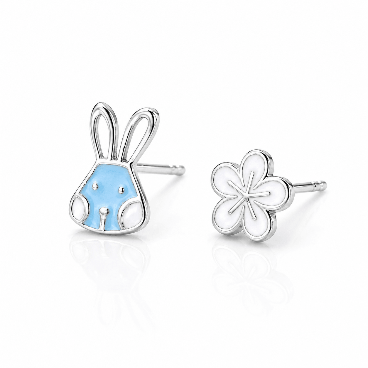 Title: Bunny & Blossom Kids Stud Earrings – 925 Sterling Silver - NAFALUXE
