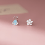 Title: Bunny & Blossom Kids Stud Earrings – 925 Sterling Silver - NAFALUXE