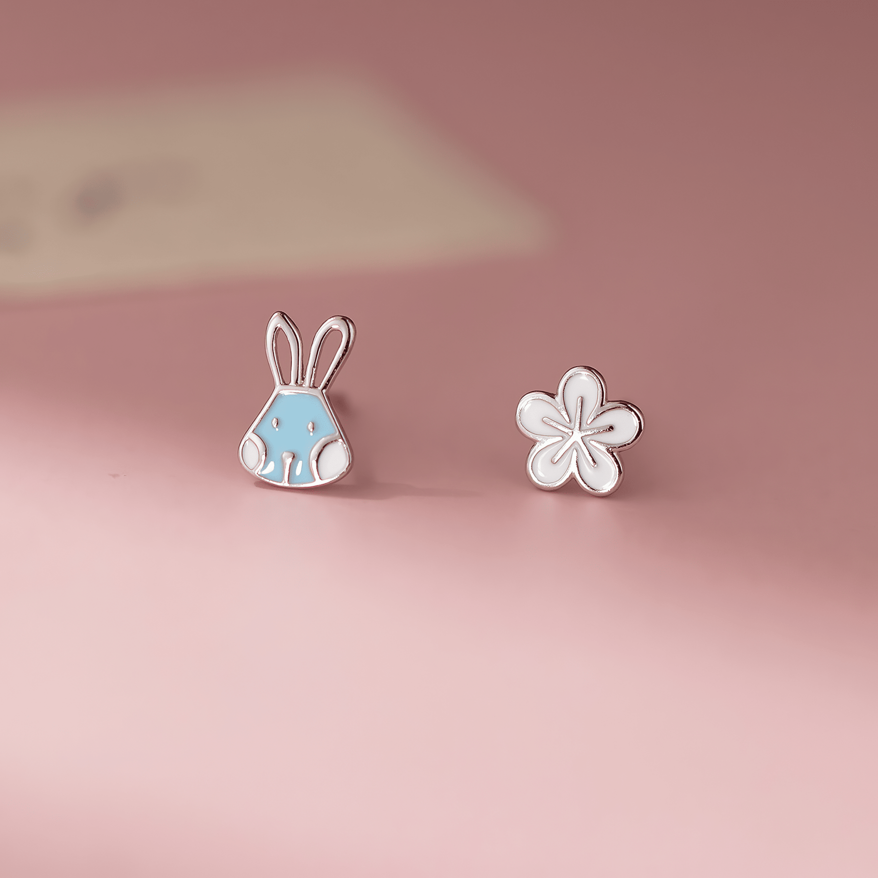 Title: Bunny & Blossom Kids Stud Earrings – 925 Sterling Silver - NAFALUXE