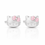Titre : Boucles d'oreilles clous « Cute Kitty Bow » – Argent sterling 925 - NAFALUXE