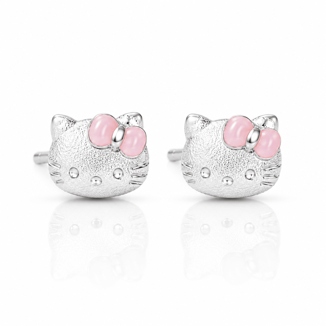 Titre : Boucles d'oreilles clous « Cute Kitty Bow » – Argent sterling 925 - NAFALUXE