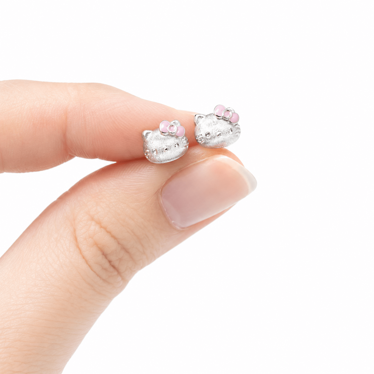 Titre : Boucles d'oreilles clous « Cute Kitty Bow » – Argent sterling 925 - NAFALUXE