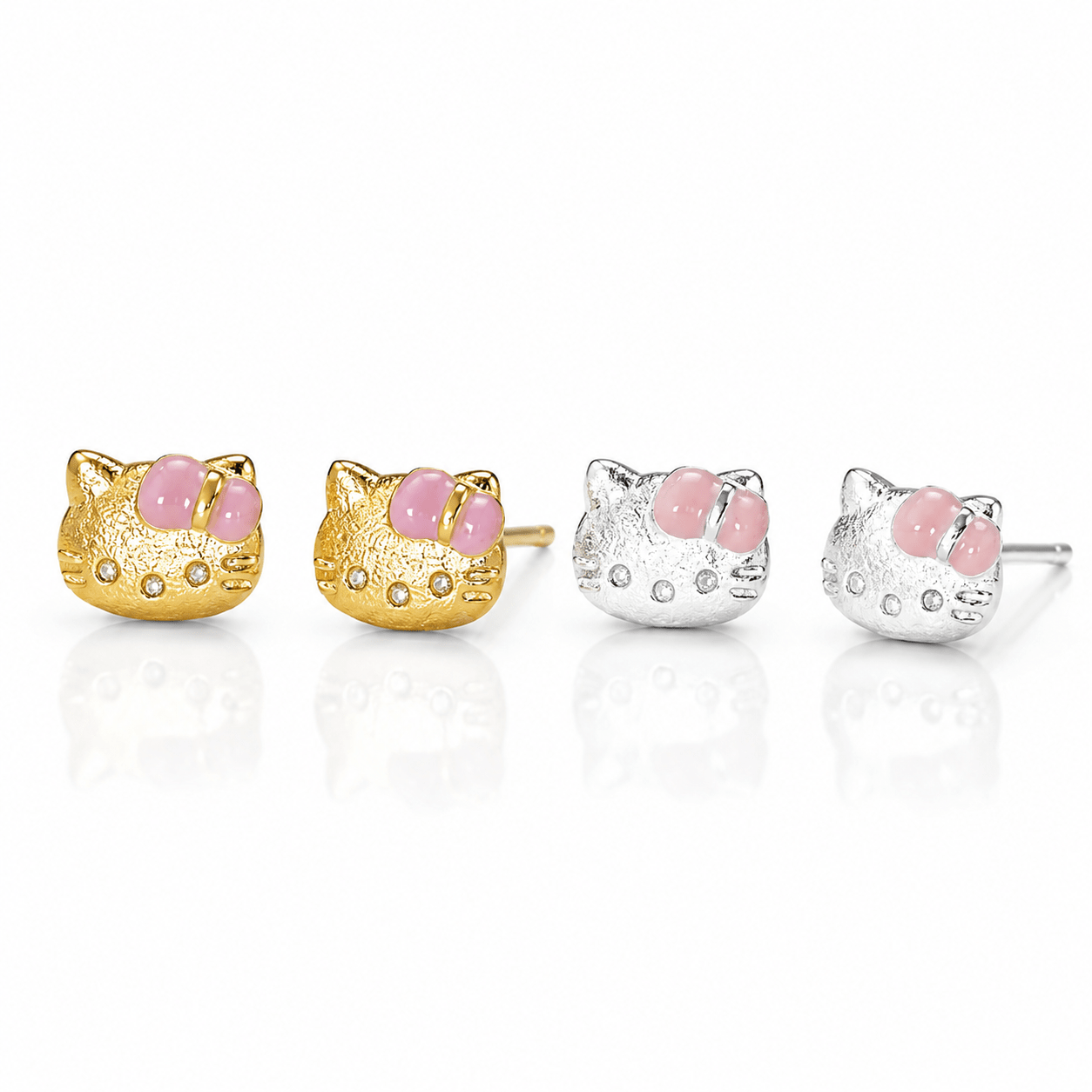 Titre : Boucles d'oreilles clous « Cute Kitty Bow » – Argent sterling 925 - NAFALUXE