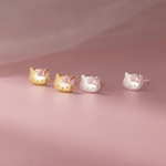 Title: Cute Kitty Bow Stud Earrings – 925 Sterling Silver - NAFALUXE