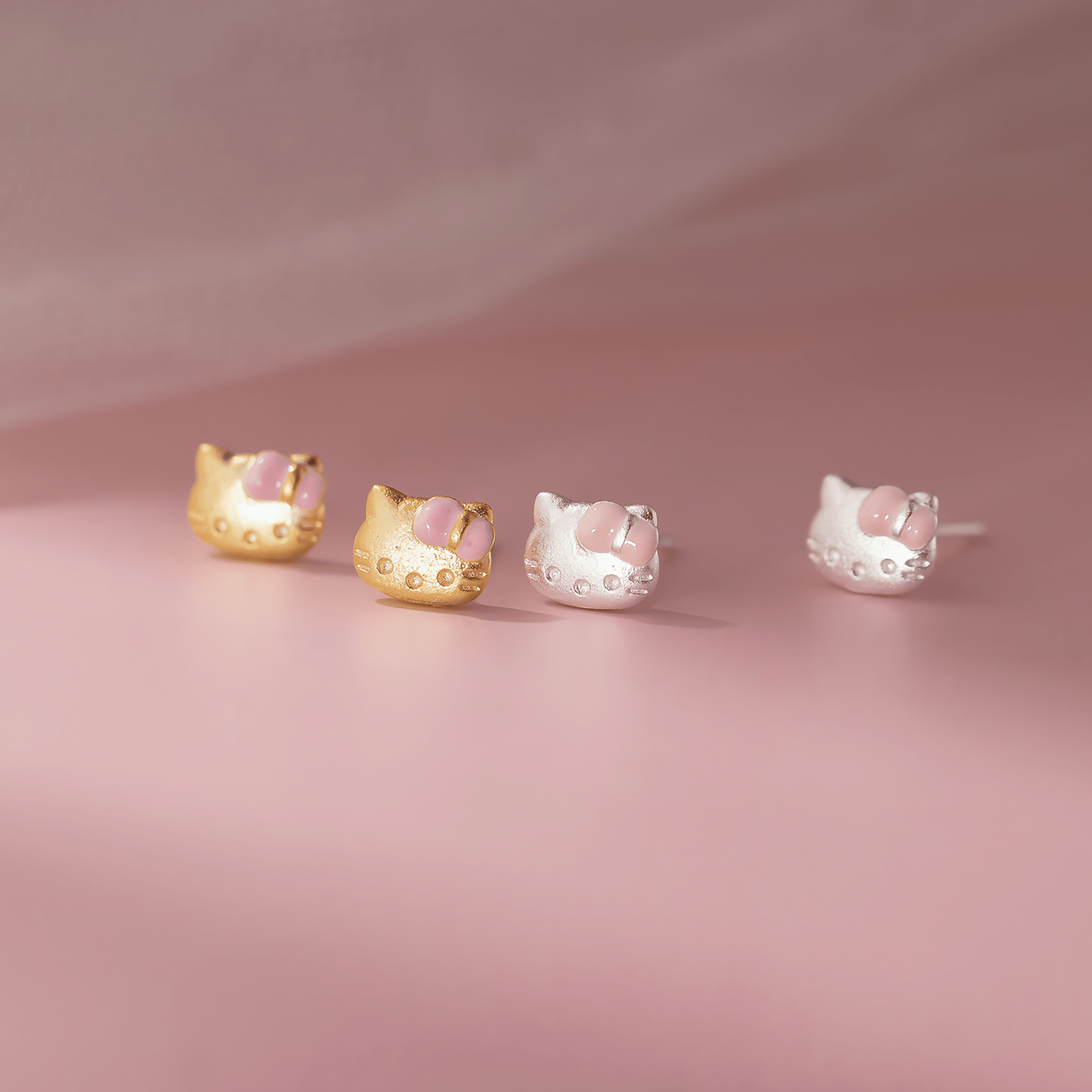 Title: Cute Kitty Bow Stud Earrings – 925 Sterling Silver - NAFALUXE