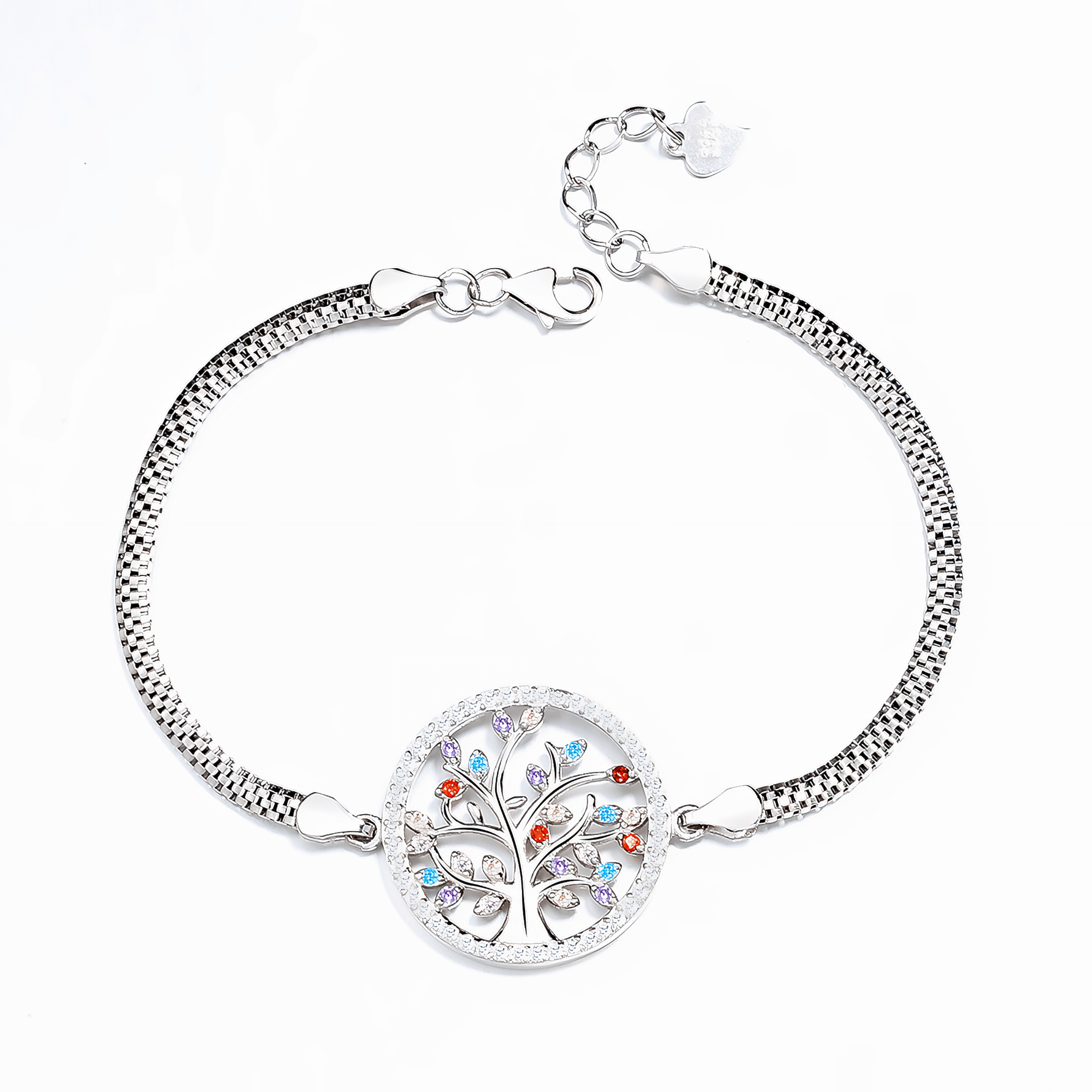 Tree of Life Bracelet Multicolor Gemstones Sterling Silver 925 - NAFALUXE