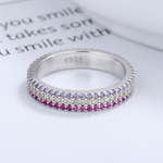 Twilight Bloom – Sterling Silver Band with Pink, Lavender & White CZ Pavé - NAFALUXE
