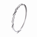 Twist Bangle Bracelet with Black and White Stones Sterling Silver 925 - NAFALUXE