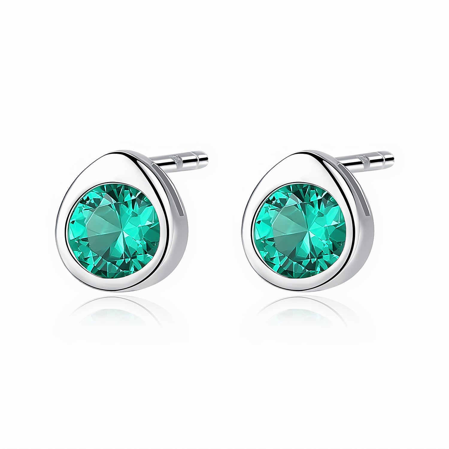 925 Sterling Silver Stud Earrings with Round Zircon Stone – Minimal Luxury Design