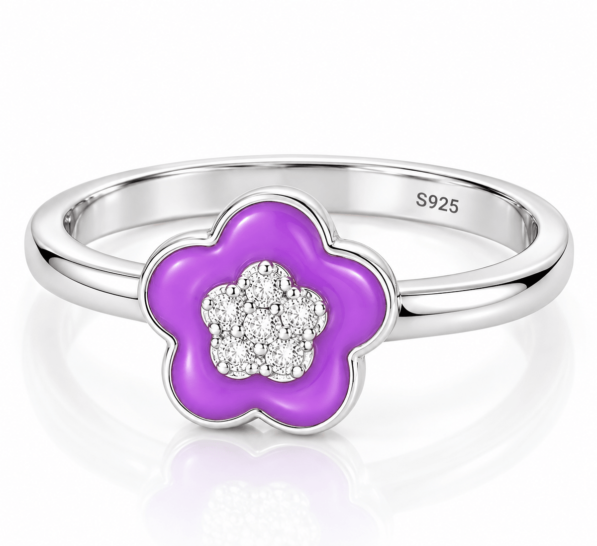 Anello con fiore di violetta - NAFALUXE