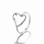 Whispering Heart Ring in Sterling Silver with Pavé Accent - NAFALUXE
