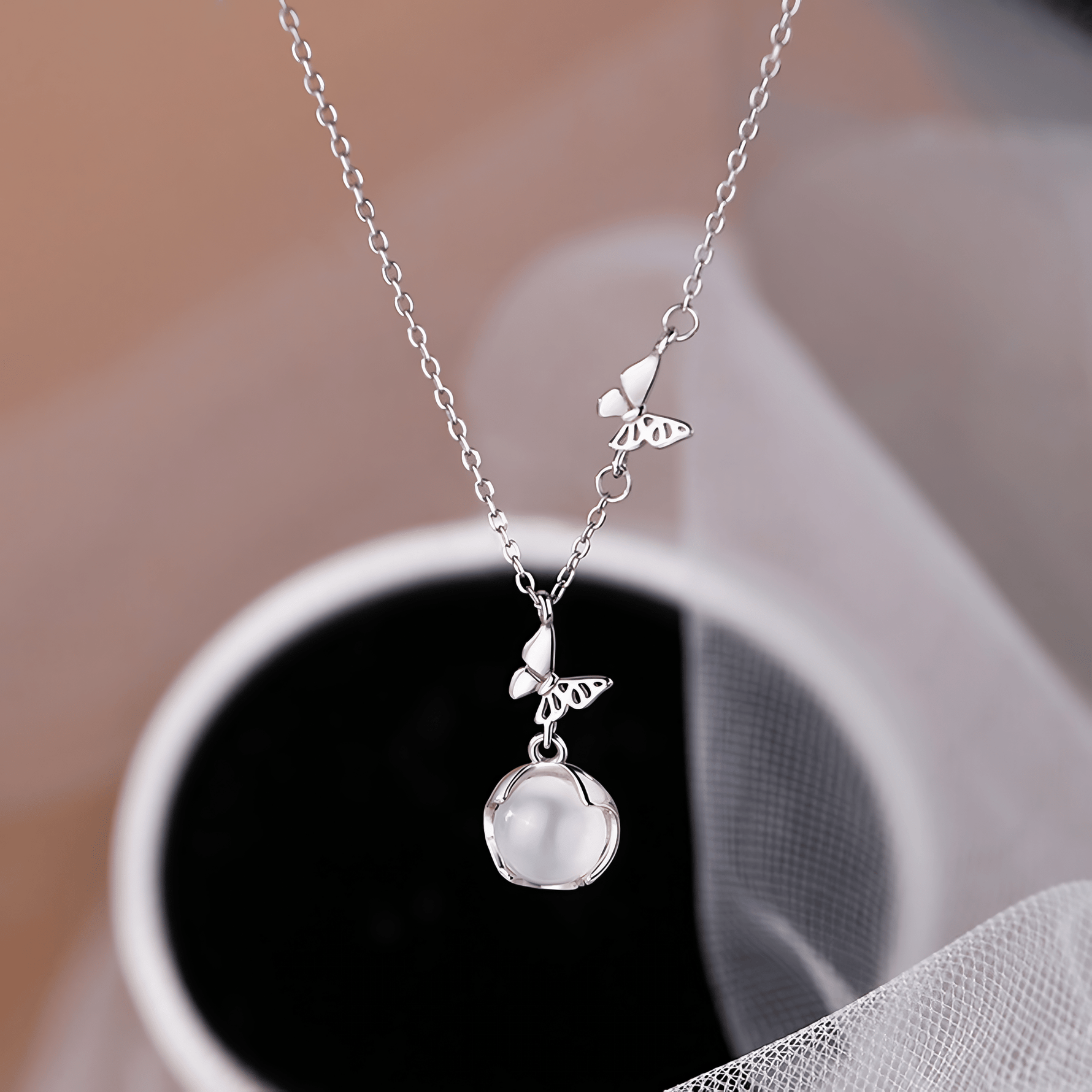 Whispers of Nature – Butterfly Pendant with Gem Drop - NAFALUXE