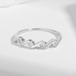 Zigzag Spark – Sterling Silver Ring with Geometric Design and CZ Accents - NAFALUXE